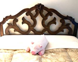 46. Queen Bed w/ Carved Headboard (50")