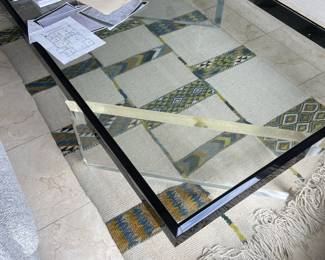 Glass and Lucite coffee table large