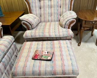 Plaid chair ottoman and sofa in excellent condition 