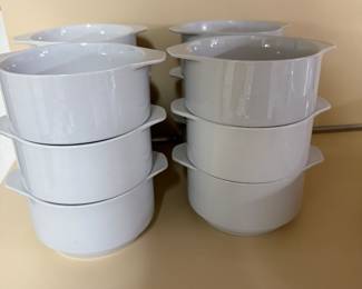 Set 12 soup crocks with under plates