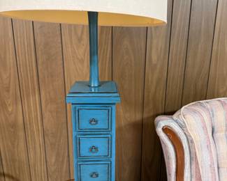 Pair Blue Cottage Lamps