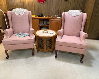 Pair wing back chairs