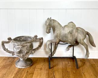Uttermost Black Label Lazzaro Horse Sculpture and Matching Urn