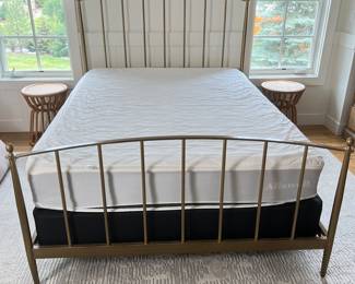 -Crate and Barrel Gold Metal Bed Frame Set Allswell Queen Size Mattress
