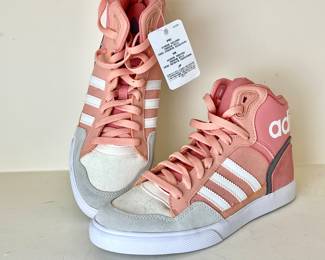  NEW Adidas High Top Sneakers Pink and Gray Colorway Size 7.5