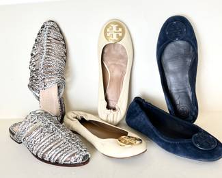 Lot of 2 Tory Burch and Cecelia New York Ballet Flats & Mules - Variety of Colors & Styles Sz 8