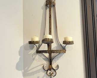Set of Two Vintage Decorative Wall Sconces Candle Holders Set Metal Art