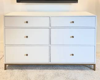 White 6 Drawer Dresser with Gold Knobs and Feet - Modern Furniture by Pottery Barn Teens