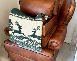 Leather chair with matching ottoman 