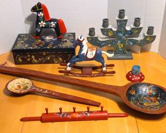 Tole Painted Horses, Spoons Candle Holder