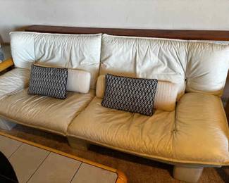 Nicolette Postmodern Italian Leather Low Lounge Sofa