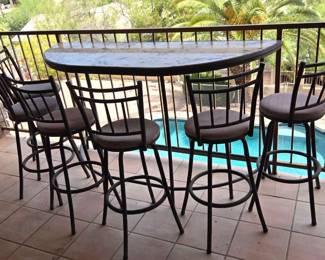 Bar Height Granite Table And 6 Stools