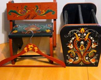 Tole Painted Stool Magazine Rack
