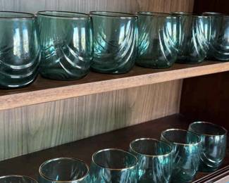 Vintage Green Blue WGold Rim Glasses