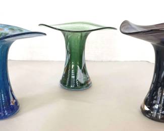 Vintage Flat Top Mushroom Style Art Glass