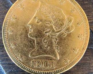 1901 Liberty Head $10 Gold Eagle Coin 6