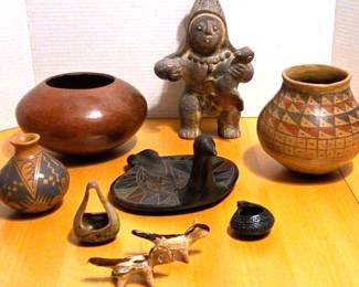 Native American Mexican Decor Pieces  Signed