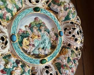 VTG Capodimonte  gilded decorative painted wall plate