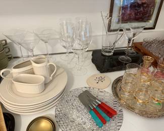 Martini glasses, marble cheese board, vintage low-ball glasses and more!