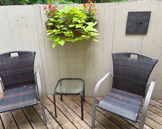 all-season wicker chairs - set of 2 and side table (two sets available)