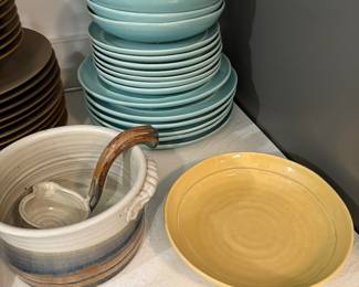 Ceramisia Italian pottery and art pottery bowl with ladle