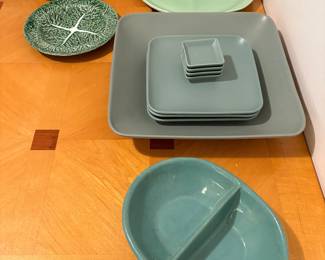 Bordello-Pinhero pottery tureen with ladle and salad plate