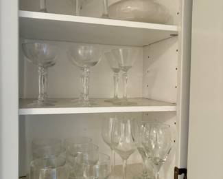 Glassware:  Wine, champagne coupe, and sherry and a wine decanter