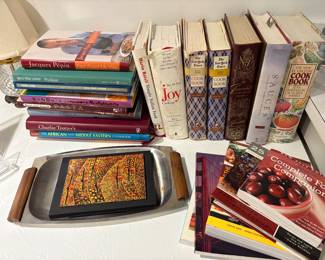 Cookbooks and MCM trays and trivets