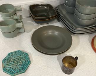 Vintage french onion soup bowls, Pewabic tile, and more