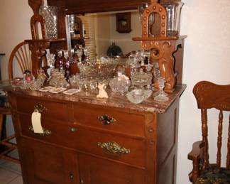 Antique Oak Buffet w/ Marble Top