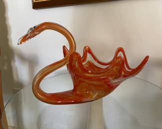 Orange glass swan
