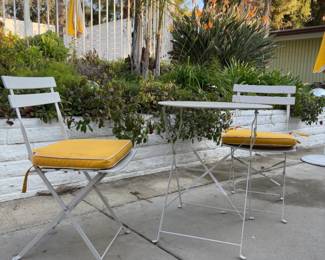 Patio set with custom yellow cushions