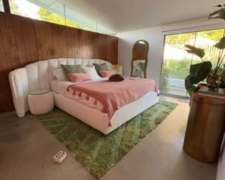 Custom white king bed