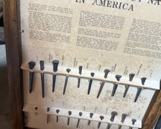 Vintage Framed "History of Cut Nails in America" Display