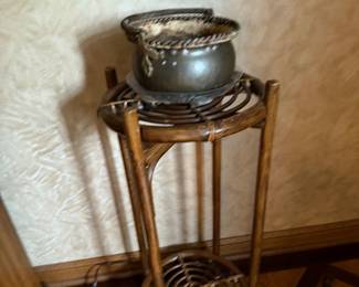 1970s Coastal Boho Bamboo plant stand