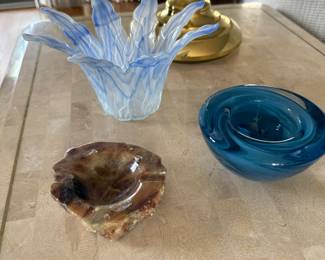 Kosta Boda bowl; marble ashtray