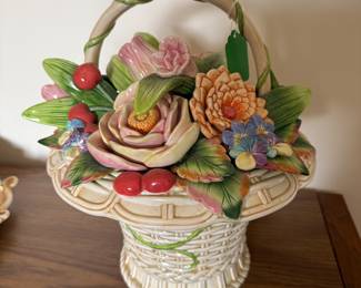 Fitz & Floyd Old World Rabbits flower basket