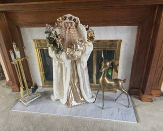 Large Santa; brass deer