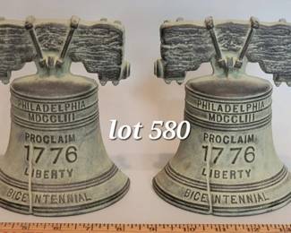 Virginia Metalcrafters cast iron Bicentennial Liberty Bell bookends