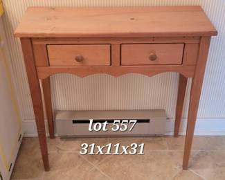 Two drawer pine wall table
