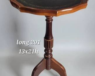Leather top vintage candle stand