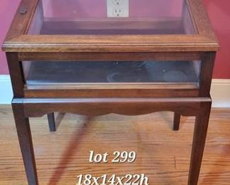 Walnut display table with felt lining