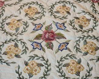 Detail of pair of embroidered twin bedspreads