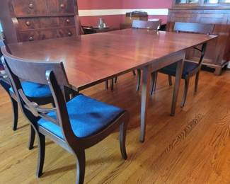 Mahogany drop leaf table and four chairs