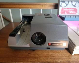 Vintage slide projector and slides