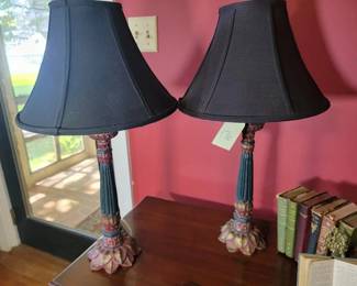 Pair of resin lamps with black shades
