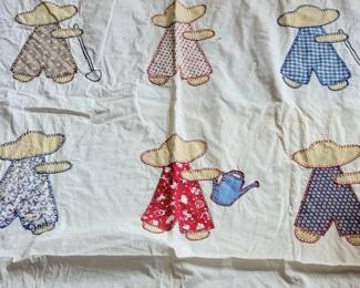 Hand quilted vintage crib quilt