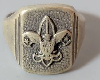 Sterling Boy Scouts ring,  other BSA and Cub Scouts jewelry available