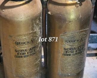 Vintage brass fire extinguishers