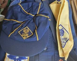 Vintage Boy Scout and Cub Scouts uniforms and memorabilia